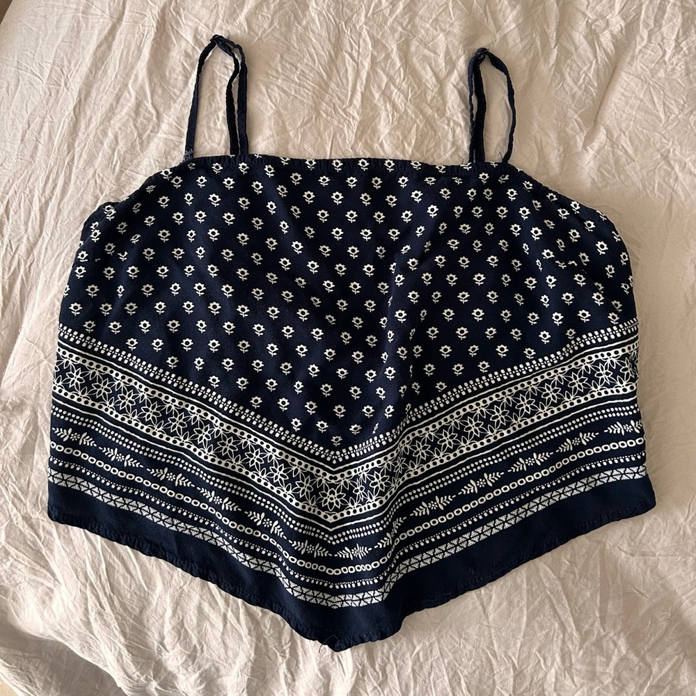 Navy Blue Patterned Women's Top